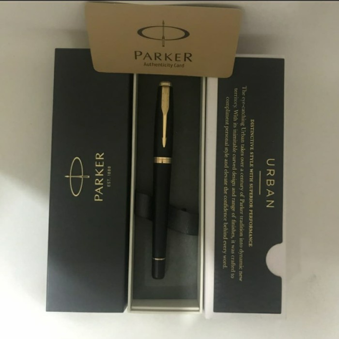 

Pulpen Parker New Urban Matte Black Gt Roller Ball Klip Emas Original