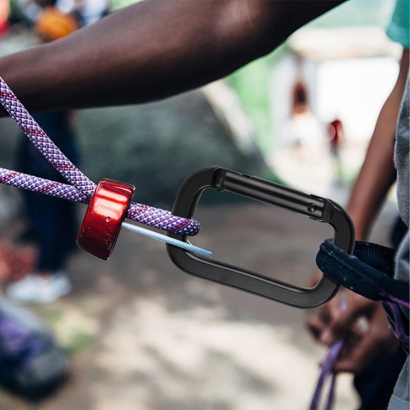 Kait Carabiner Persegi Multifungsi Bahan Aluminum Alloy 2 Ukuran Untuk Outdoor / Camping