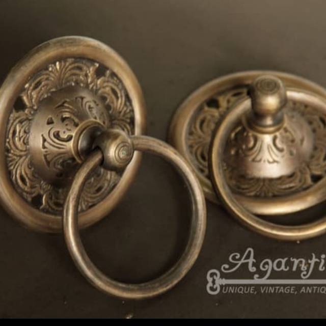 Handle pintu - tarikan pintu kuningan antik motif krawang kecil