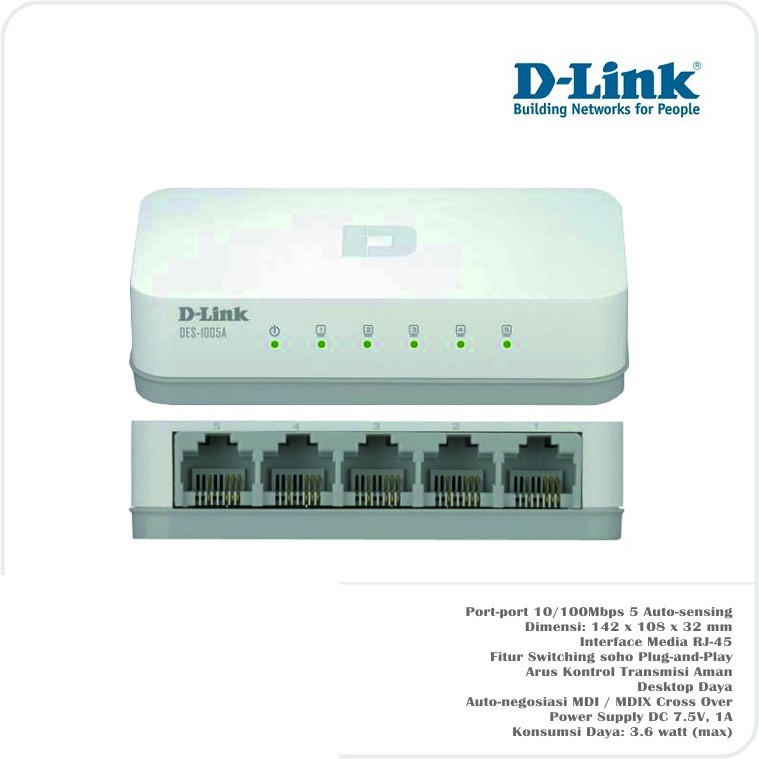 Switch HUB D-Link 5 Port DES-1005C 100mbps Des1005c