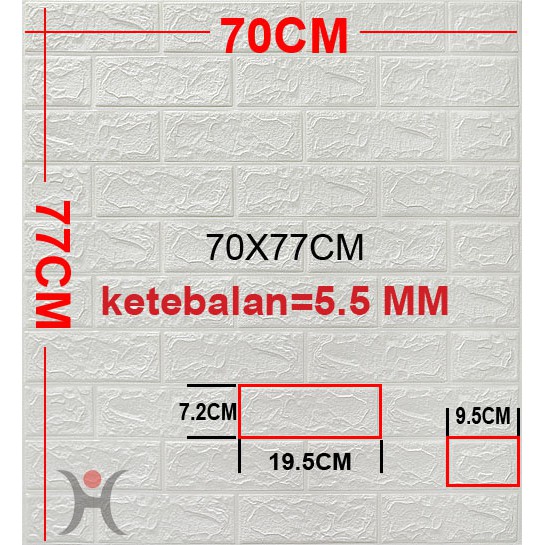 Wallpaper Dingding 3D Foam Motif Batu Bata 70 x 77 CM Dekorasi Dinding Kamar  Murah-W61 PUTIH 5-6MM