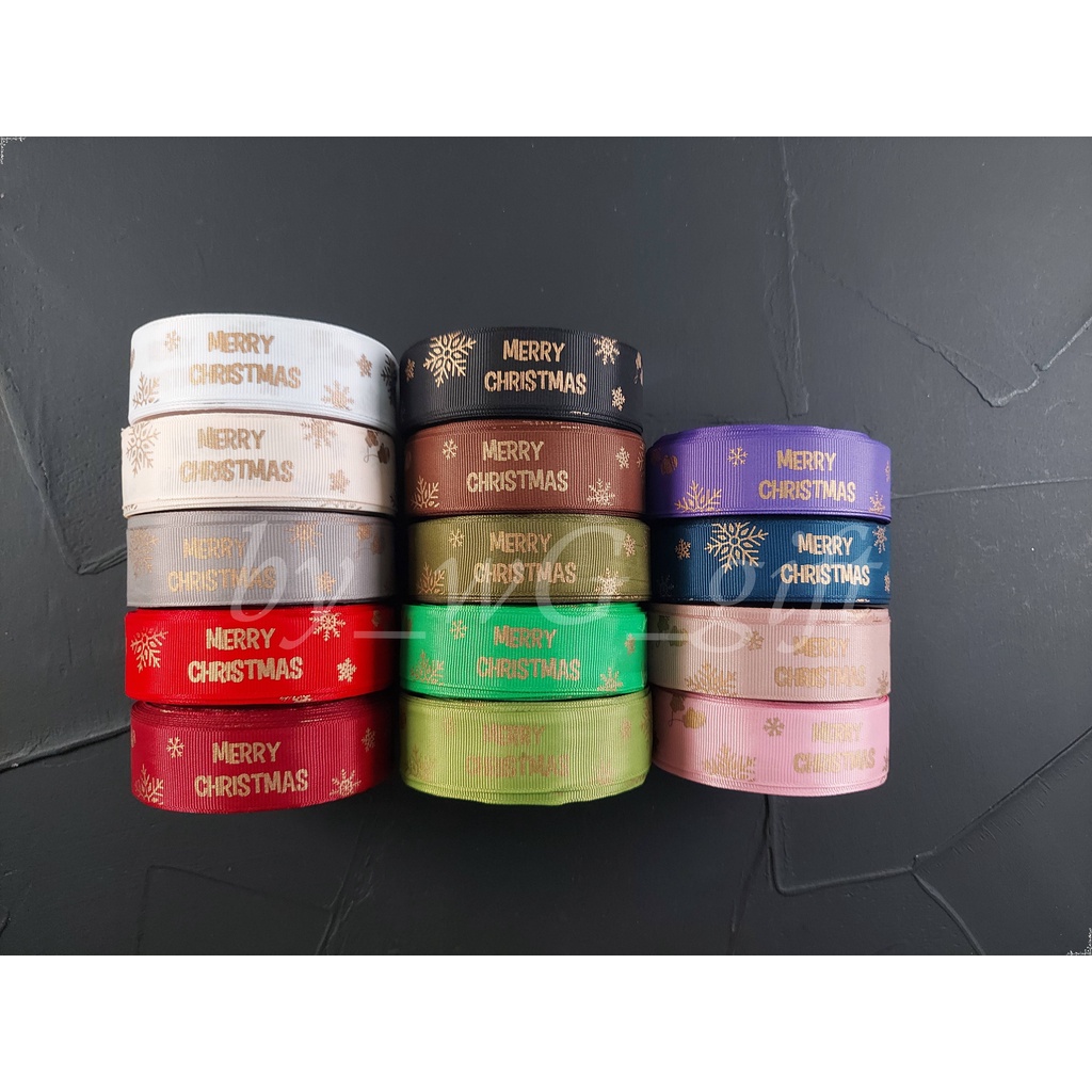 

Pita Natal Merry Christmas - Mix Colour ;Lebar 2.5 cm ;Panjang 20 yard