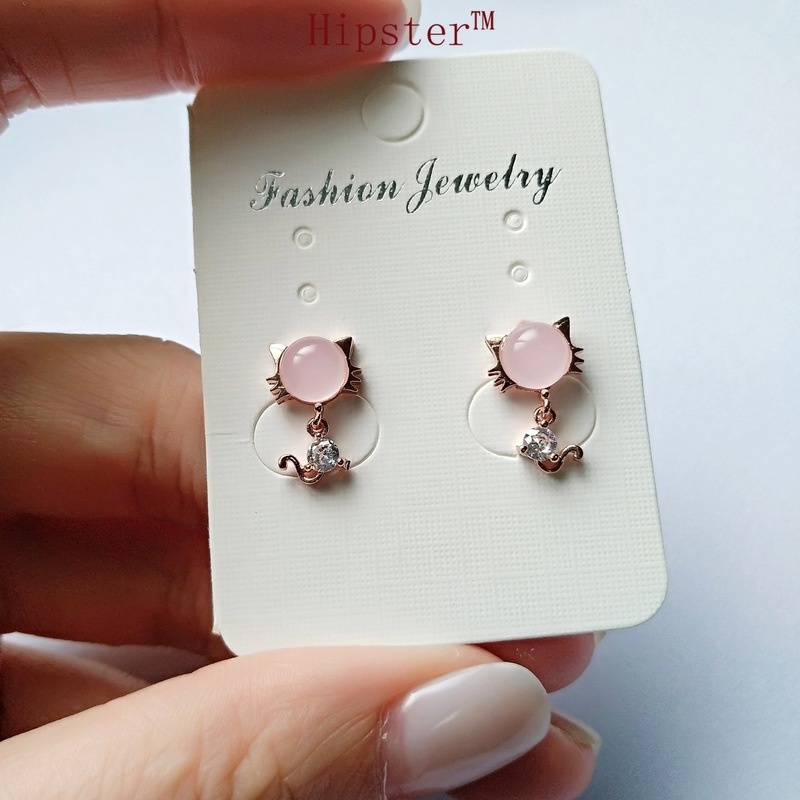 New Hot Sale Exquisite Fashion Pink Gem Temperament Platinum Earrings