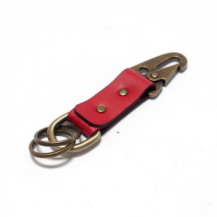 gantungan kunci kulit asli snaphook leather keychain merah PHKC594