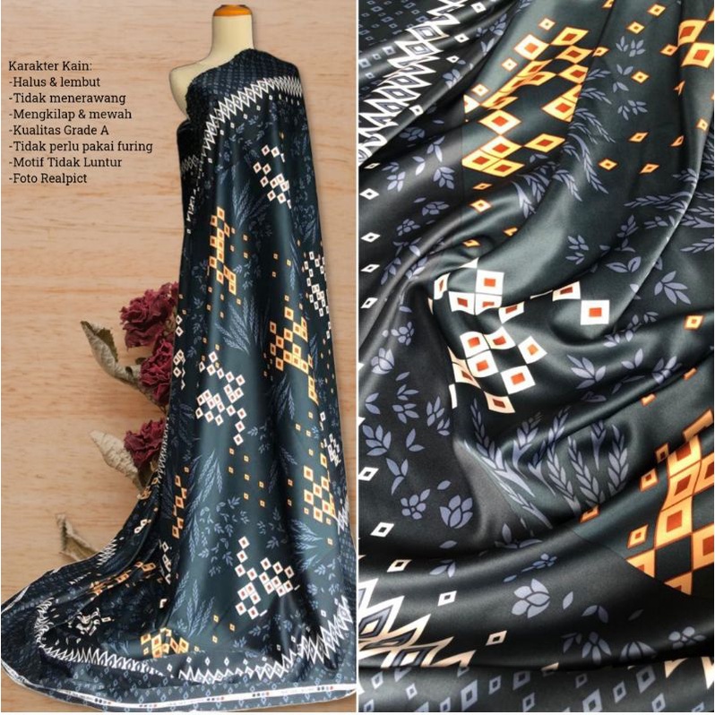 Kain Di*rSilk Motif Vanessa harga tertera untuk setengah meter