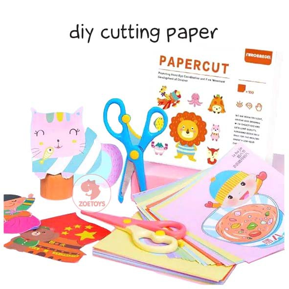 Zoetoys Diy Cutting Paper | Mainan Gunting Aktivitas Latihan Lembar Kerja Menggunting Papercut Art n Craft Cut Activity Set | Animal Origami Paper Craft Funny | Mainan Edukasi Anak