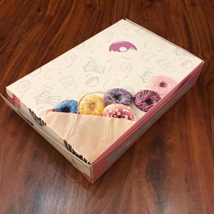 

Box Donat2 motif 27x15x8 Box Donat Kotak Kue Donut Dus Kemasan Makanan