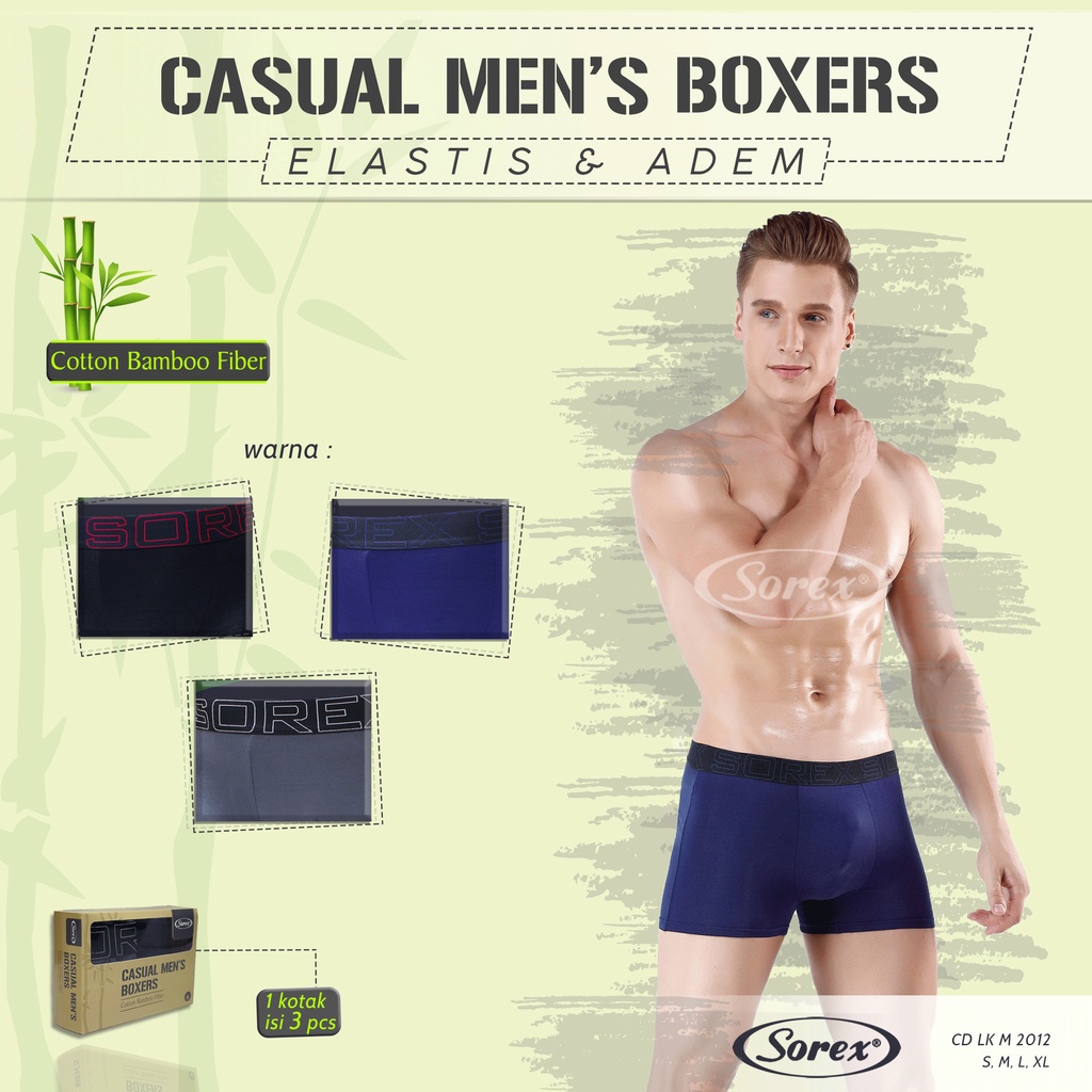 3 Celana Dalam Pria - M 2012 - SOREX MEN BOXERs - 100% KATUN - CD Dewasa - Remaja