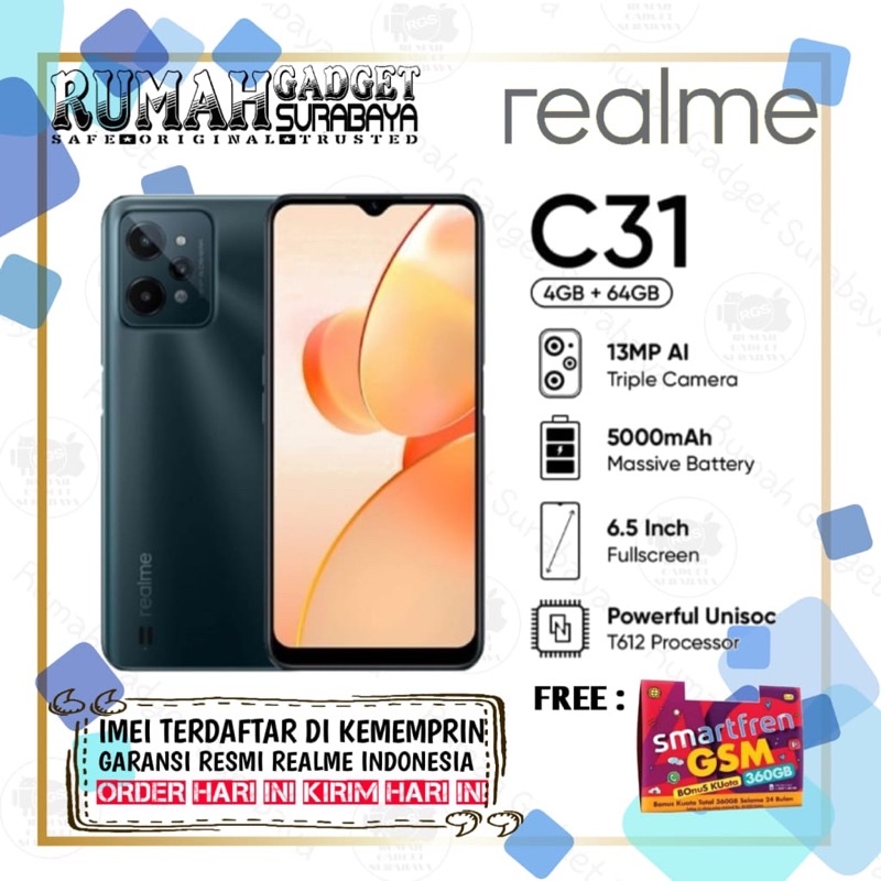 realme c31 4gb 64gb bergaransi resmi realme indonesia