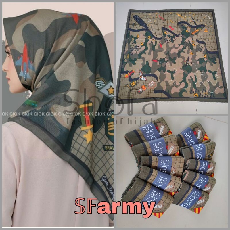 hijab style Voal motif army