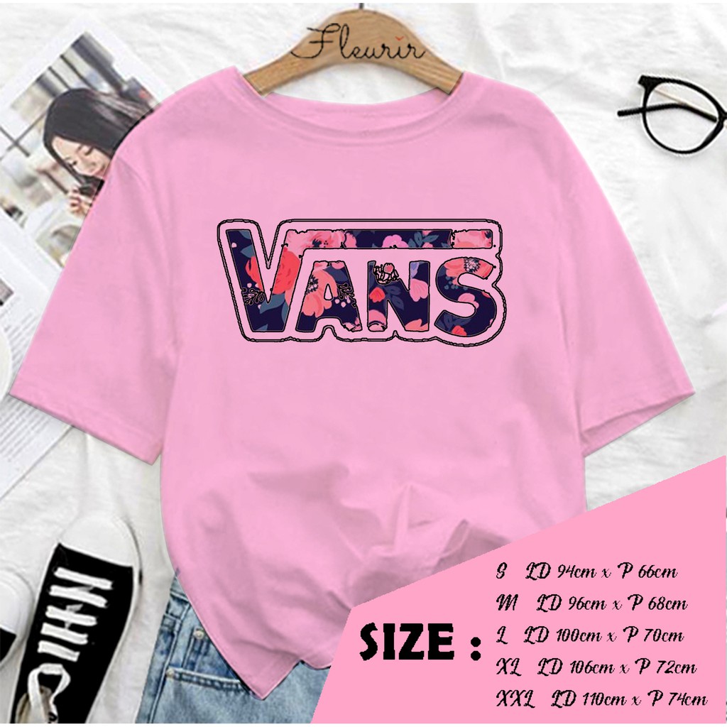 FLEURIR - KAOS VANS FLOWER WANITA DEWASA LENGAN PENDEK TEE UNISEX PRIA