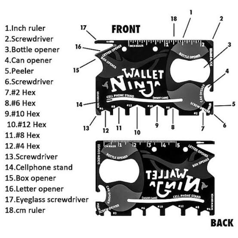 WALLET NINJA 18 IN 1 / OBRAL STOK NINJA TOOLCARD / ALAT MUTIFUNGSI