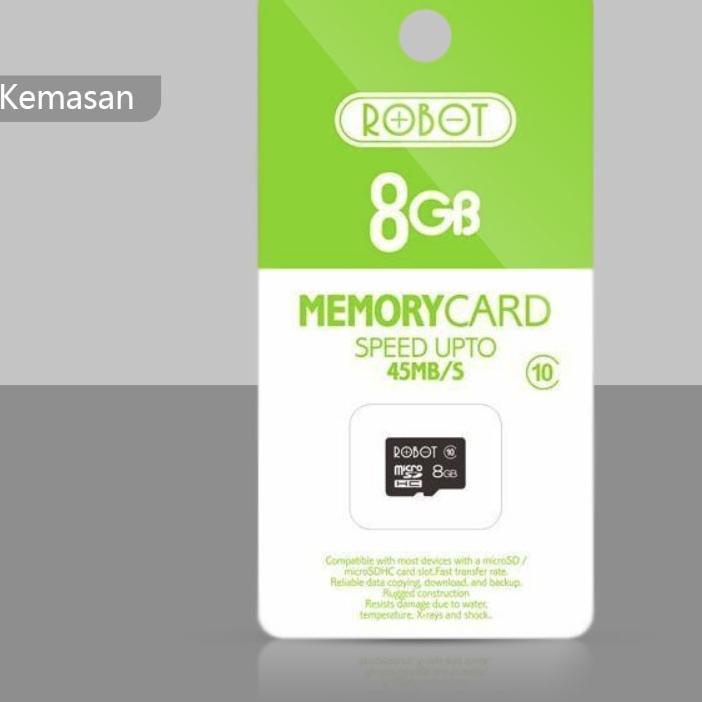 MEMORI MicroSD ROBOT Storage 8GB Class 10 Micro SD TF Card with - Garansi Resmi 1 Tahun By VIVAN