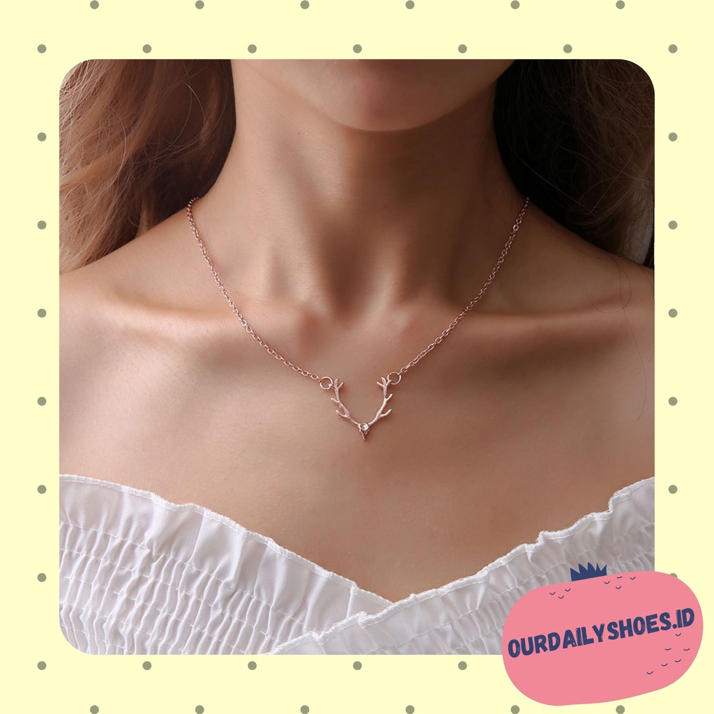 ★ODS★Kalung Liontin Tanduk Rusa FA121 Korean kekinian Fashion Untuk Wanita ootd