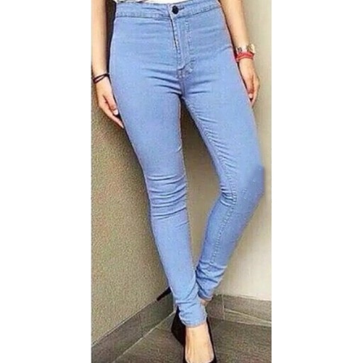 Jeans HW Atas Pinggang Wanita Polos Tebal Melar