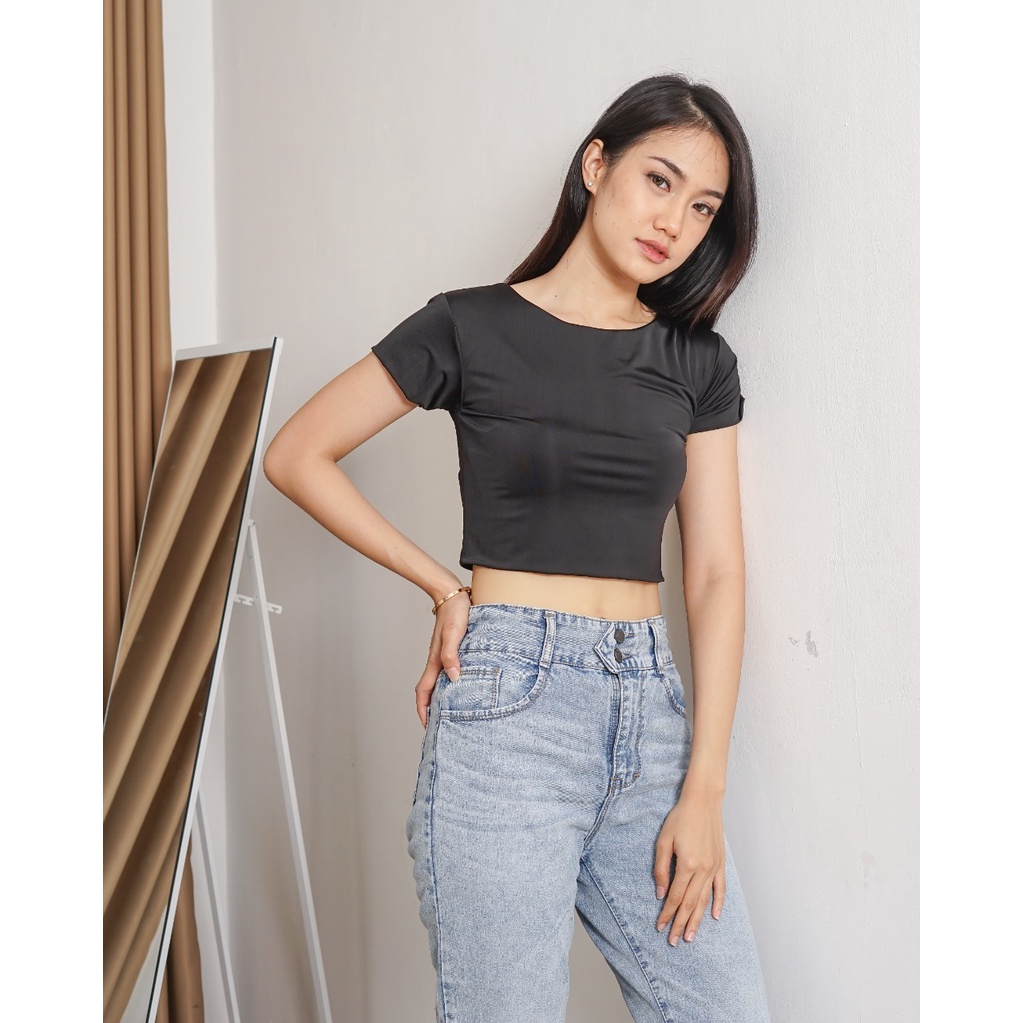 MODAVIE - LIV CROP TOP Baju Wanita Crop Top Korea Crop Tee