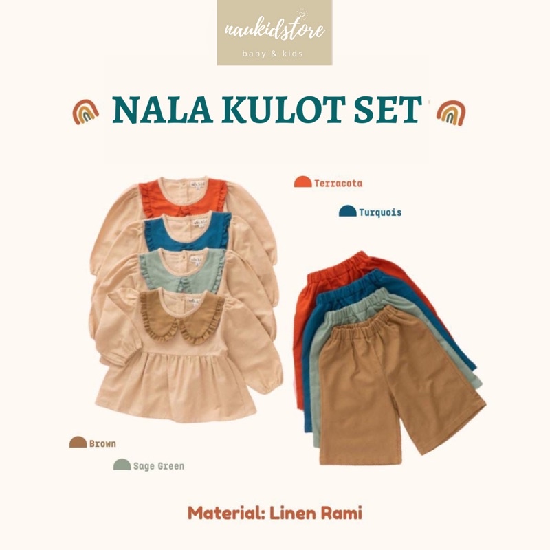 Nala Kulot Set Setelan Anak Perempuan Lengan Panjang Celana Kulot Girls Set Baju Pergi Baju Muslim