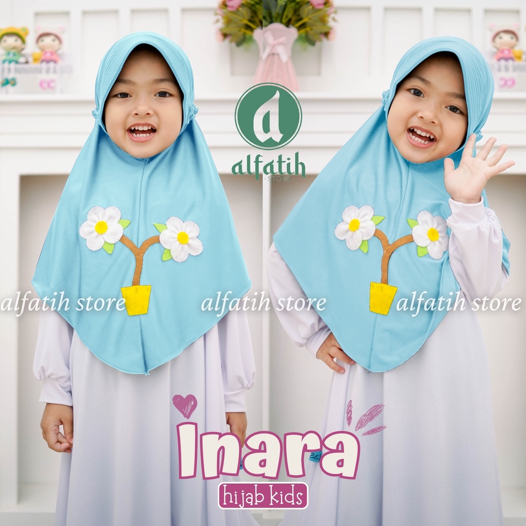 ALFATIH STORE / Jilbab Anak TK INARA Ped Simpel variasi bunga vase / Jilbab Anak Murah IANAH