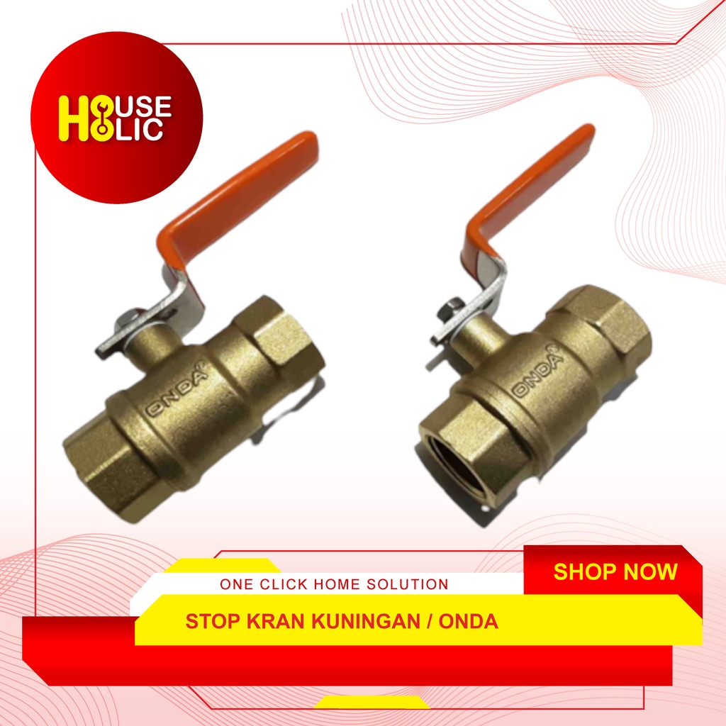 ONDA Ball Valve Kuningan 1/2&quot; 3/4&quot; / Stop Kran Kuningan 1/2 3/4 Inch