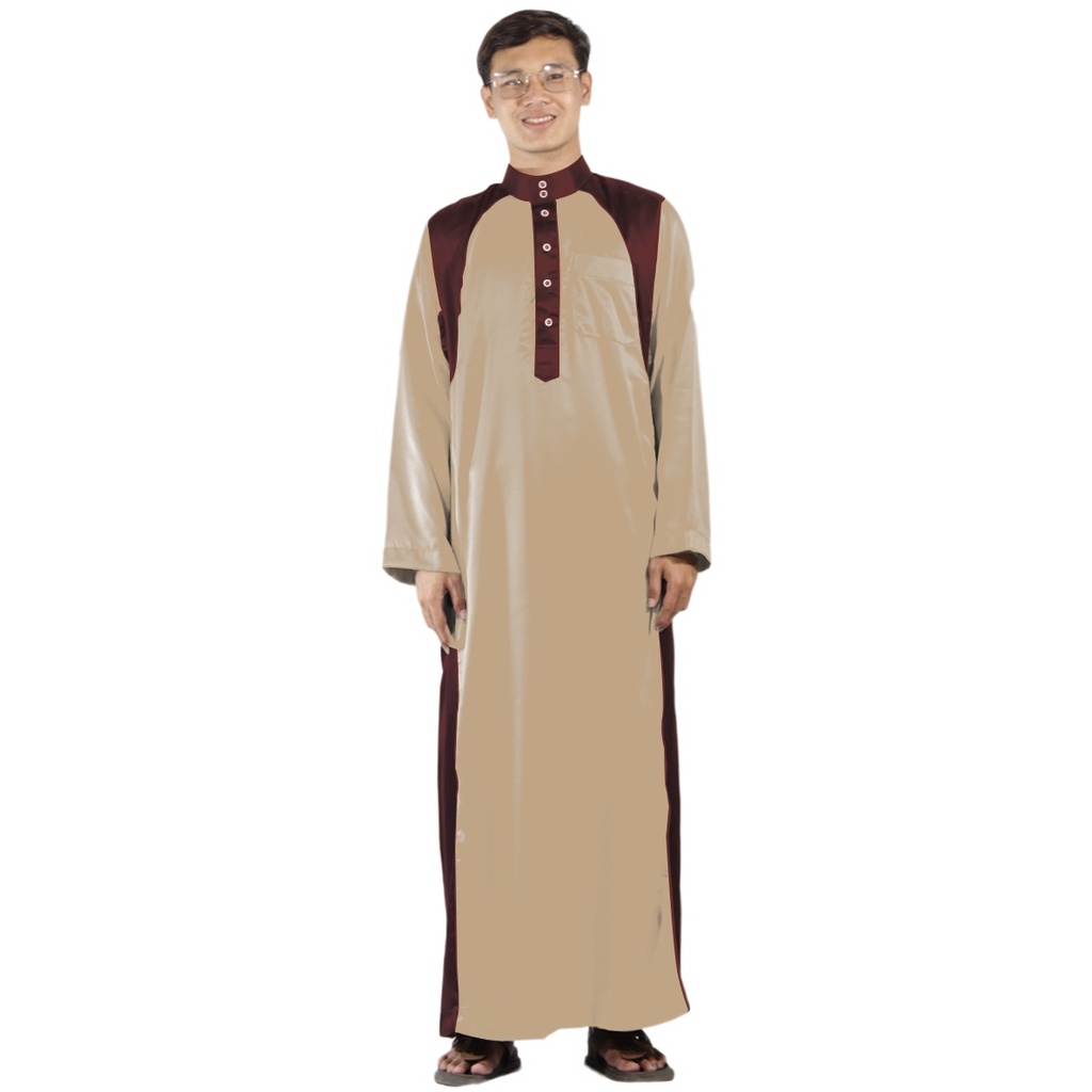 Gamis Pria Jubah Gamis Laki Laki seri Velvet Kombinasi Gamis Modern Gaya Casual Remaja dan Dewasa-4