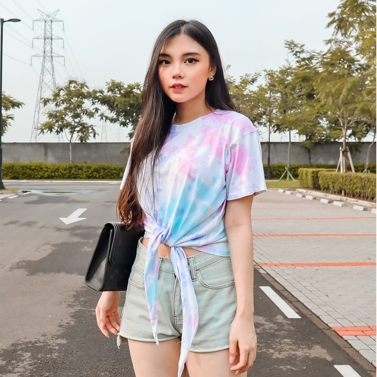 ATASAN KAOS CASUAL WANITA GALAXY TIE DYE CROP TEE  / BAJU TUMBLR MILINNA TYDE  /KAOS DISTRO