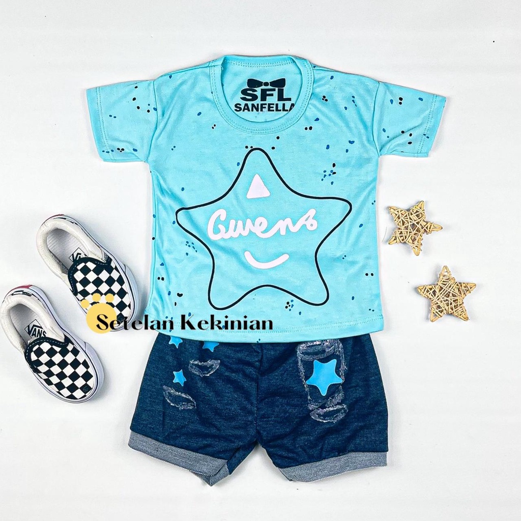 [SK] Setelan Baby Cowok 6-12bulan Baju Bayi Laki Laki Kasual Casual Bintang Anak Oblong Kaos Anak