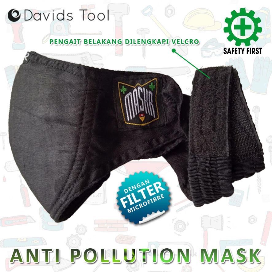 Masker kain 3 lapis ply motor anti virus carbon maskr short