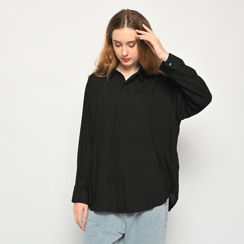 Basic Oversized Shirt - Black