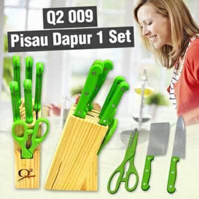 Knife set 8pcs pisau dan gunting Dapur set with talenan original 013P/009