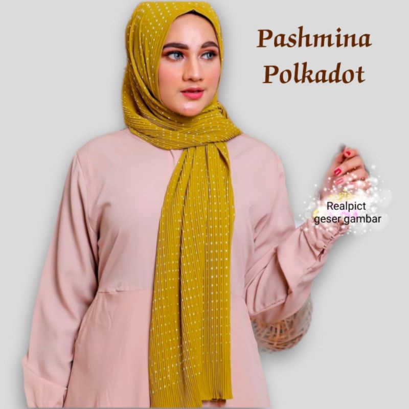 ( PASMINA PLISKET POLKADOT ) •pasmina plisket ceruty dewasa•motif polkadot