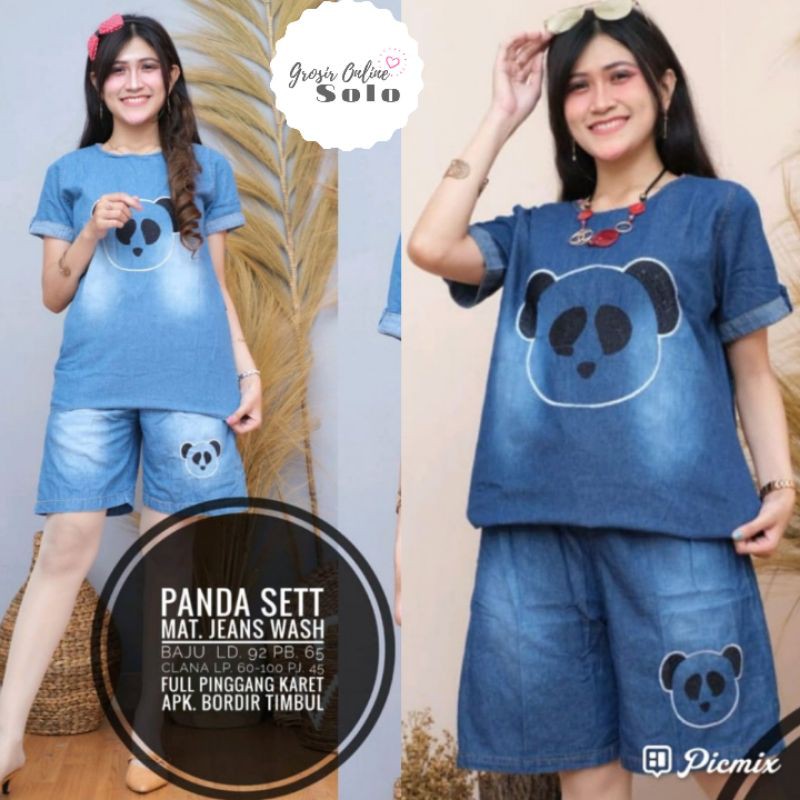 PANDA SET | Setelan Wanita Terbaru | Setelan Jeans Kasual Kekinian