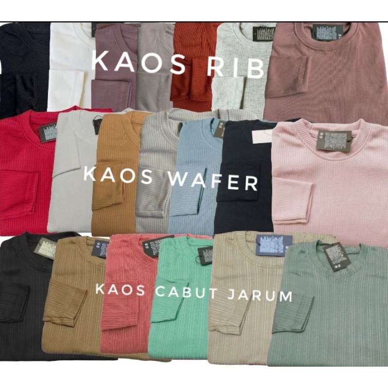 kaos rib,wafer,plisket,lengan panjang