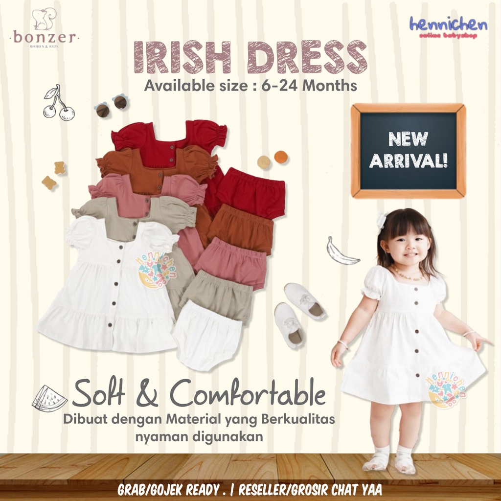 PROMO 7.7 PROMO BAJU LEBARAN MURAH BONZER IRIS DRESS 5 KANCING SET DRESS BAYI ANAK FASHION ANAK PEREMPUAN