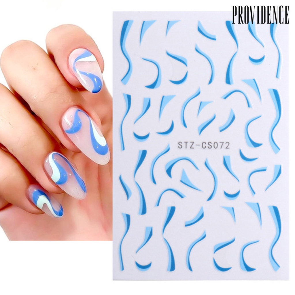 Providence 7Pcs/Set Nail Line Sticker French Style Strip Patterns Ultra Thin 3D Geometry Irregular Whirling Wave Cow Decal for Manicure