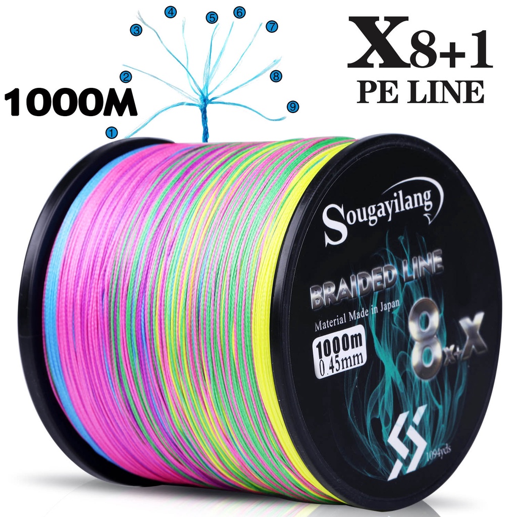 New 1000m x8+1 Senar Pancing PE Senar Pancing 9 helai alat memancing kepang PE warna-warni Fishing Line