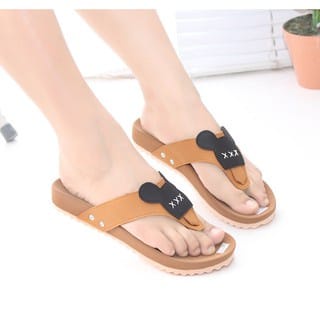 SANDAL JEPIT WANITA FLAT MOTIF MICKEY LUCU TERMURAH G-05