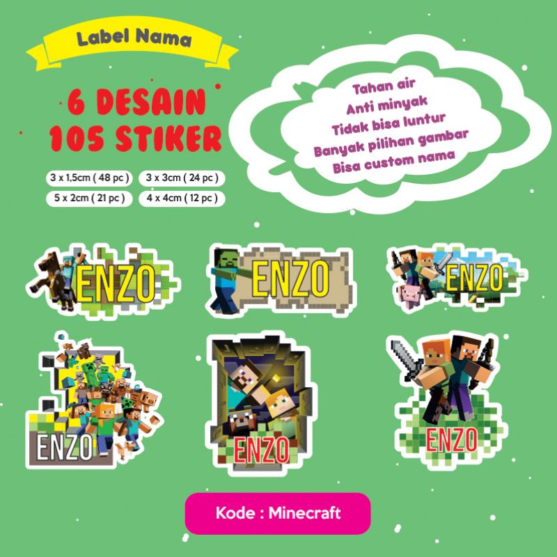 

Stiker label buku nama anak waterproof
