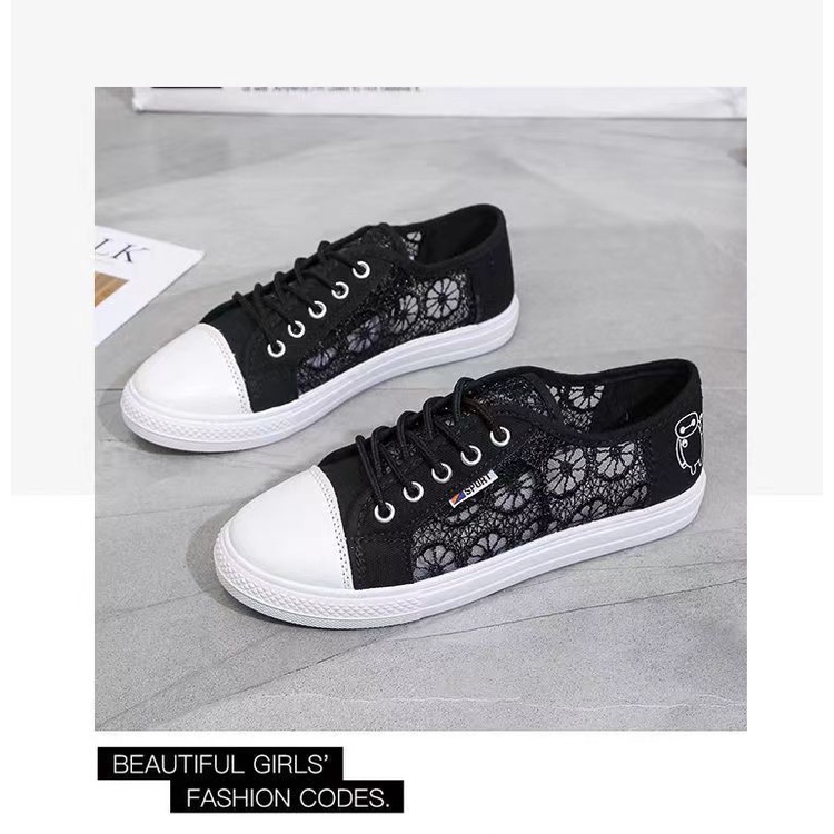 ❀ Chingu ❀  SEP005 (Tanpa Kotak) Sepatu Sneakers Wanita Motif Baymax Lace Kasual Model Korea Fashion Casual Sport Import