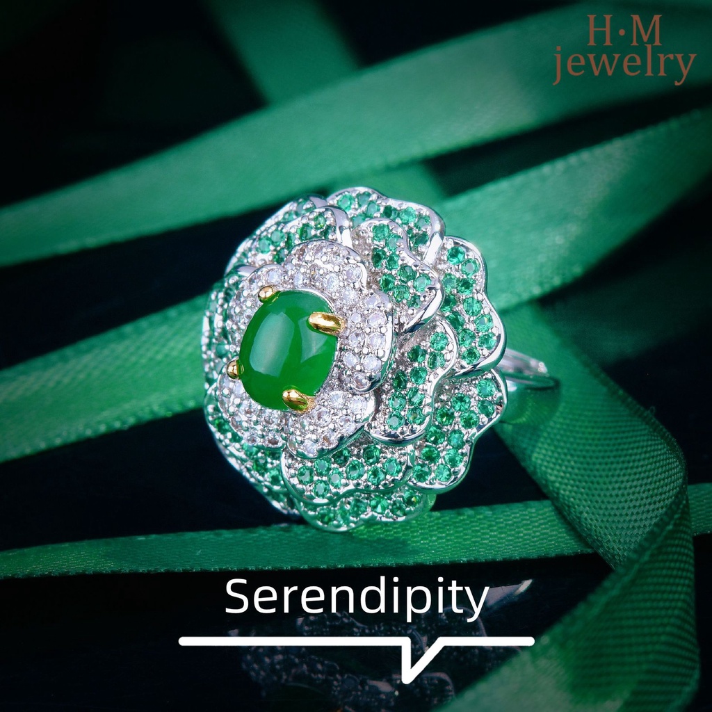 Cincin Sterling Silver 925 Model Terbuka Dengan Batu Emerald Warna Warni Untuk Wanita