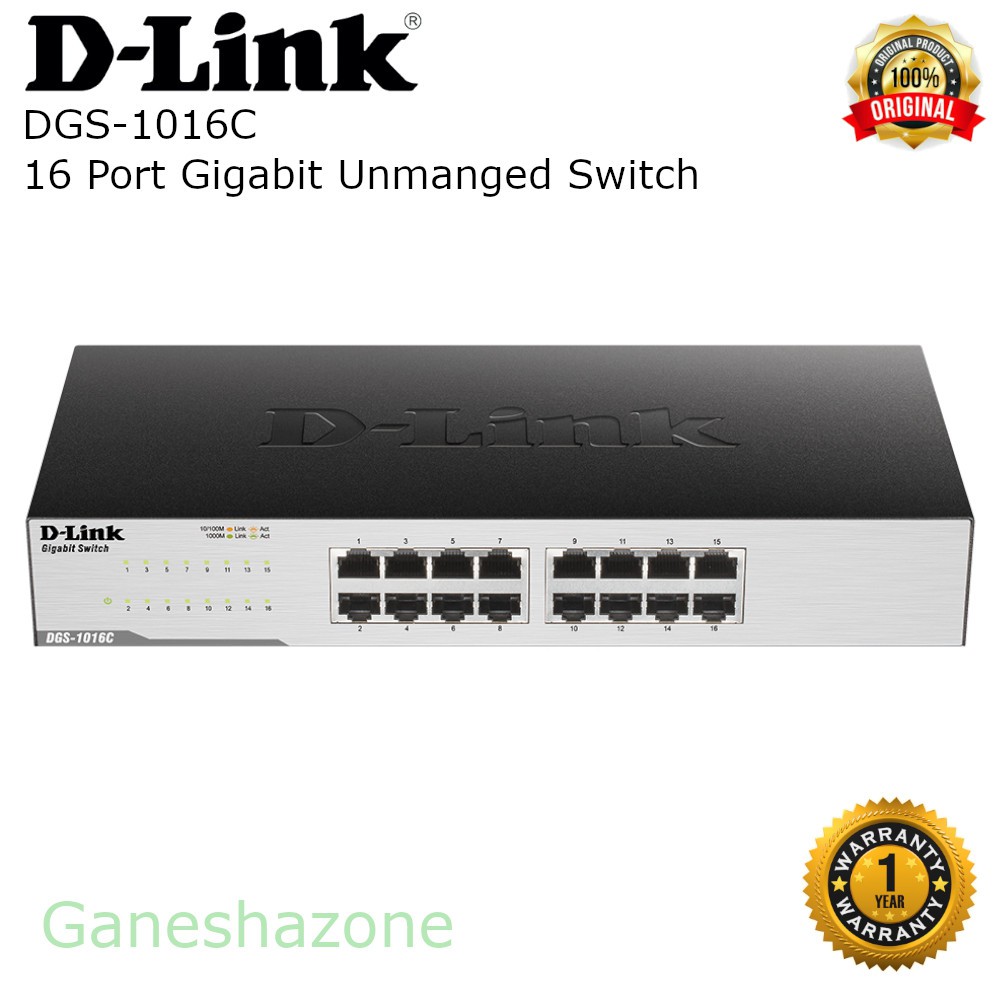 D-LINK DGS-1016C Switch Hub Dlink 16 Port Gigabit Unmanaged