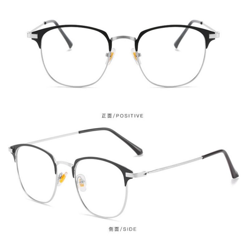 COD - Kacamata Lensa Photocromic Model Kotak Pria Wanita Frame Besi Alloy Photochromic Fotokromik-KT2 - HitamSilver