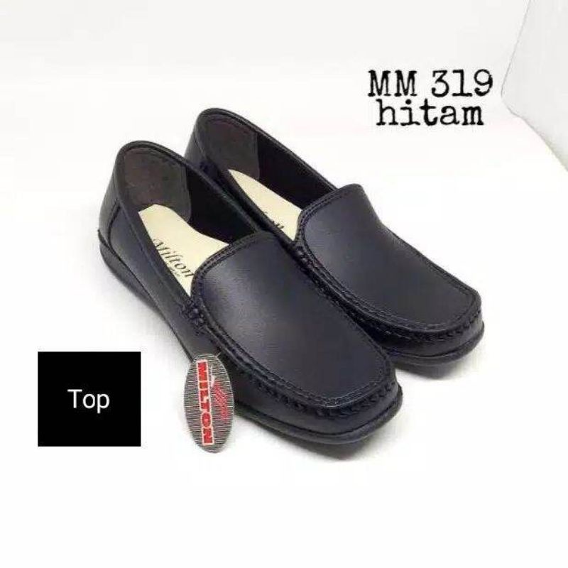 Sepatu Pantofel Wanita Formal Perawat Dan Kantoran Warna Putih/Hitam Milton MM 319