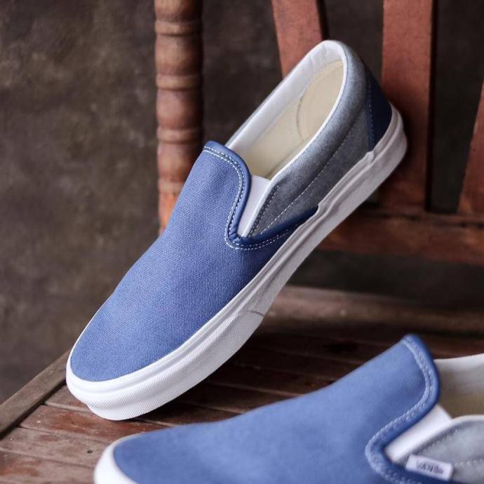 Vans Slip On Chambray Canvas True White Navy - 36 Iramastore22