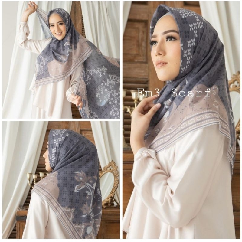 Hijab segiempat voal motif Wearing LASERCUT ethnic