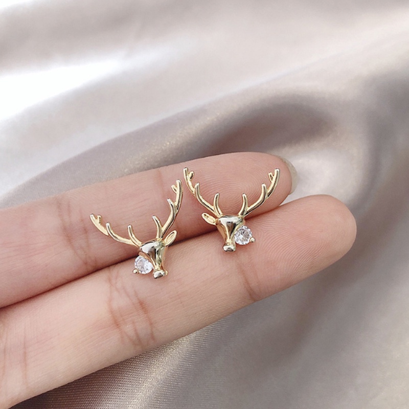 Anting stud Desain Hewan Aksen Berlian Imitasi Bahan S925 silver needle anti Alergi