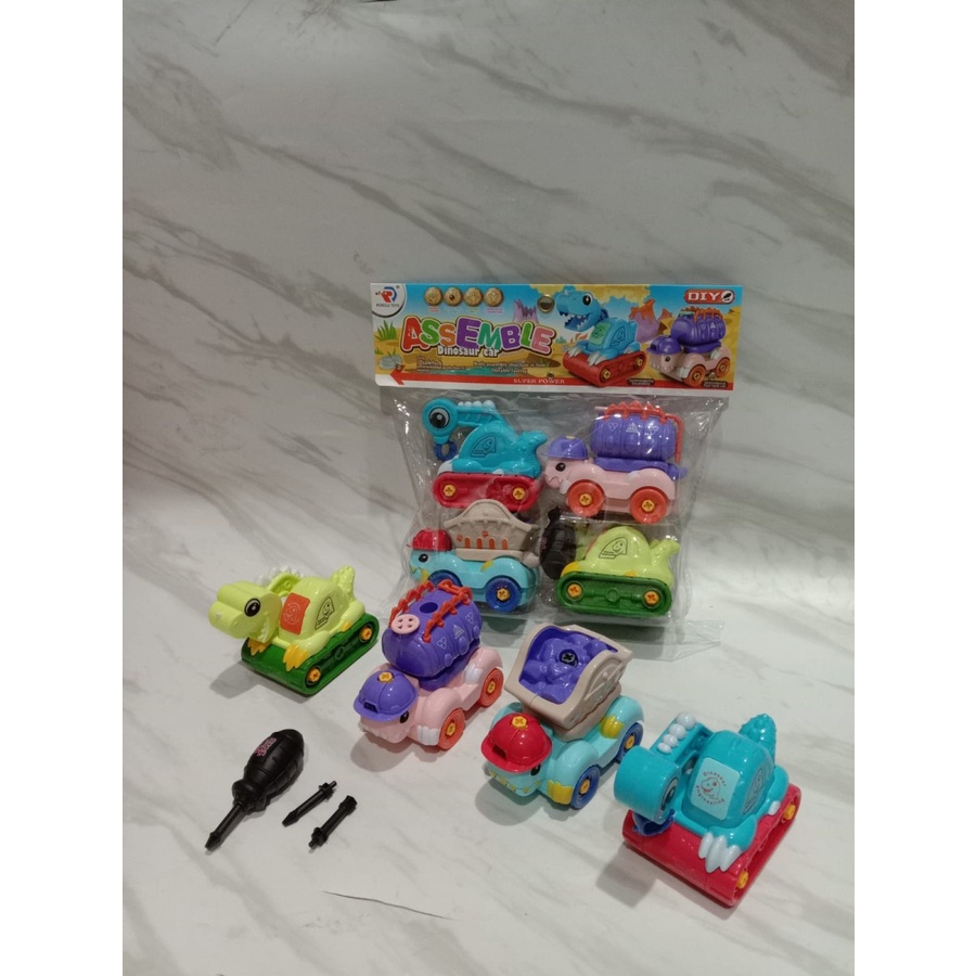 Mainan Edukatif Anak  Bongkar Pasang Mobil  Dinosaurus Diy Assemble Dino Car no. RL589-22D