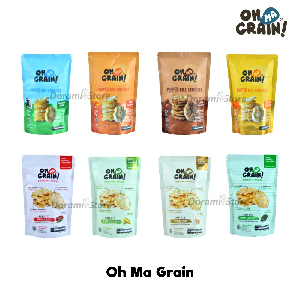 

Oh Ma Grain Popped Rice Crackers 50gr / Gluten Free / Cemilan Sehat