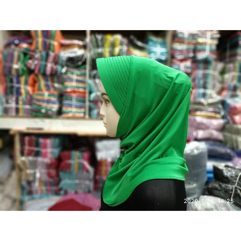 Hijab Pendek Sport / Hijab sport jersy premium / bergo sport pendek / hijab sport-Ijo al azhar