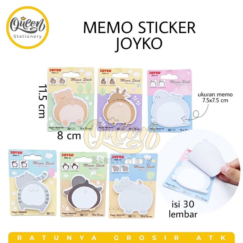 

1 PAD (30 LEMBAR) MEMO STICKER JOYKO / KERTAS MEMO LUCU / STICK NOTE / STICKY NOTE KARAKTER