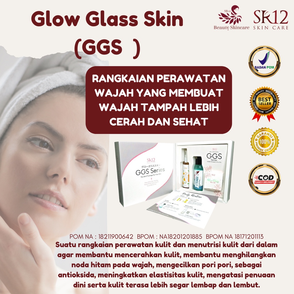 Skin Wajah Glowing Cream Pemutih Wajah Seperti Kulit Korea Glow Glass Skin SR12 Series BPOM Ampuh Pa